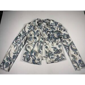 Workwear Joseph Ribkoff Abstract Print Jacket Top Size M Hook & Eye Closure
